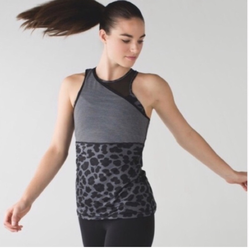 Lululemon All meshed up Leopard tank top with sport bra